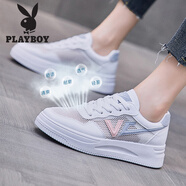 花花公子（PLAYBOY）休閑鞋女鞋夏季網(wǎng)面運(yùn)動(dòng)鞋百搭小白鞋女板鞋子女 1478 白蘭 39
