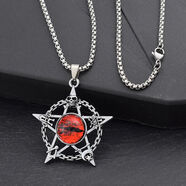 江浸月男生項鏈個(gè)性潮流 百搭帥氣霸氣酷男嘻哈潮流掛學(xué)生禮物吊墜SN790 鏤空五角星紅眼睛
