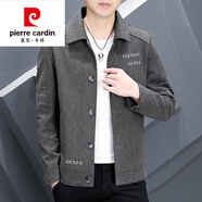 皮爾卡丹高檔品牌男裝 毛呢外套男短款秋冬季加棉加厚款呢子夾克男士韓版休閑上衣修身冬針織 8252 深灰色 春秋 薄款 XL 120-135斤
