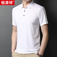 恒源祥短袖T恤男純色翻領(lǐng)夏季薄款含桑蠶絲打底衫中青年男裝上衣 漂白 