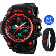 時(shí)刻美（skmei）電子表電子手表男士防水戶外運(yùn)動(dòng)學(xué)生女夜光雙顯表機(jī)械特種多功能 1327紅色【建議15歲以下】