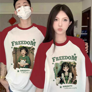 MDlila520情侶衣服情侶裝夏季小眾2025年新款情人節(jié)短袖t恤團(tuán)體班服定制 (卡通頭像)插肩紅單件 XL 男（建議135-160斤）
