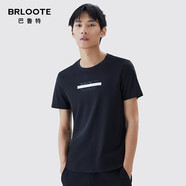 Brloote/巴魯特短袖T恤男棉時尚休閑上衣夏季圓領(lǐng)印花體恤衫 黑色 M 170/92A