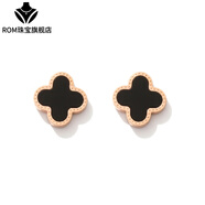 胖東來(lái)同款18K金黑色四葉草女18k鍍玫瑰2023新款潮小巧氣質(zhì)韓 黑色四葉草 10mm