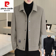 皮爾卡丹（pierre cardin）雙面羊毛呢外套男士短款可拆卸羽絨膽呢子夾克秋冬加厚小個(gè)子大衣 常規(guī) YR2308/卡其色+毛衣 L 適合115-130斤
