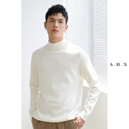 a.b.x秋冬季半高領毛衣男寬松韓版潮流毛衫男士加厚白色打底中領針織衫 白色 M