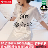 創(chuàng)意女郎（CREATIVITY-GIRL）真絲睡衣100%桑蠶絲女士高檔新款夏季薄款短袖睡裙性感家居服 306藕色(睡裙) M （推薦80-100斤）