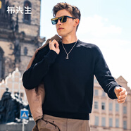 布先生春季新款100%羊毛衫男士小高領(lǐng)毛衣厚純色針織打底衫 【輕奢版】半高領(lǐng)-鋼琴黑 M (170)
