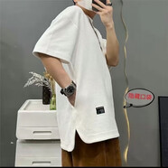 嘉曄隱藏式口袋短袖t恤男重磅透氣男士短袖圓領(lǐng)夏季純色寬松大碼T恤 單件白色 M【70-85斤】