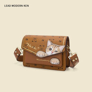 LEAD MODERN KEN包包女包休閑單肩包女士通勤寬肩帶小包簡(jiǎn)約斜挎包時(shí)尚百搭手機包 妞妞棕色