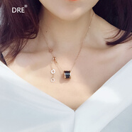 大絨鵝小蠻腰項鏈女2024年新款潮韓國鎖骨鏈輕奢小眾設計感黑色吊墜 金色小蠻腰項鏈
