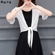 沐銘爾萊防曬雪紡小披肩2022大碼小外套雪紡小披外搭肩防曬短外套開(kāi)衫小 白色 M 80-100斤