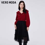 VEROMODA連衣裙秋新款蝴蝶結針織衫吊帶網(wǎng)紗裙真兩件3346010 澳木紅色 165/84A/M