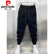 皮爾卡丹（pierre cardin）秋冬季美式束腳休閑褲男士新款燈芯絨褲小腳條絨修身衛(wèi)褲運動長褲 黑色 3XL 155-170斤
