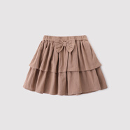巴厘小豬女童半身裙春秋款甜美可愛(ài)蝴蝶結百褶蛋糕裙寶寶純棉裙子兒童短裙 奶咖 80