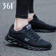 361°男鞋運動鞋男新款361度男鞋網(wǎng)面透氣跑步鞋休閑跑鞋子R 烏黑色/10u中灰 44