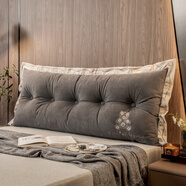 南極人（Nanjiren）ins風(fēng)北歐可拆洗臥室床頭靠墊軟包靠枕榻榻米床靠長(cháng)條枕大靠背 維婭海鹽咖【背面含綁帶】 長(cháng)度2.0m*高0.5*厚0.2m【7顆扣子