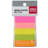 得力 （deli） 【多種規格】記事貼便利貼標簽紙便簽紙強黏性可反復粘撕 7154(50*15mm五格) 十包