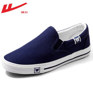 回力男鞋老北京布鞋男春秋季帆布鞋子男士懶人一腳蹬板鞋運動(dòng)休閑鞋 藏青-休閑款【休閑舒適】 42