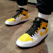 耐克（NIKE）男鞋女鞋Air Jordan 1 Mid AJ1運(yùn)動(dòng)鞋實(shí)戰(zhàn)戰(zhàn)靴耐磨籃球鞋 554724-554725-170  黑黃 35.5
