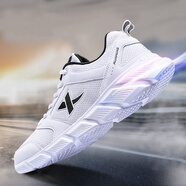 特步運動(dòng)鞋男跑鞋皮革網(wǎng)面春季潮流透氣減震回彈軟底輕便板鞋潮流 白黑5015(皮網(wǎng)) 40