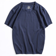 西域駱駝（VANCAMEL）速干T恤男輕薄透氣快干衣微彈大碼夏季運動(dòng)健身衫跑步戶(hù)外騎行短 zt2019深藍-男 M