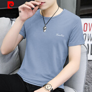 皮爾卡丹（pierre cardin）莫代爾冰絲t恤短袖男簡約衣服百搭夏季圓領(lǐng)夏裝休閑冰感半袖潮流 8817-223霧霾藍 XL【120-140斤】
