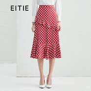 愛(ài)特愛(ài)（EITIE）夏季新款減齡波點(diǎn)氣質(zhì)半身裙荷葉邊通勤時(shí)尚中長(zhǎng)款裙子B2206906 石榴紅60 M (160)