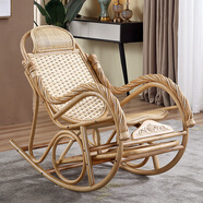 怡藤美陽(yáng)臺搖椅真藤編逍遙椅躺椅藤椅 藤藝休閑椅室內午休單人大人藤條藤制老人椅搖搖椅 原本色 搖椅(含坐墊)+茶幾組合