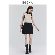 EGGKA 高腰純色半身短裙女夏季新款高級(jí)感時(shí)尚流行西裝通勤風(fēng)包臀a字裙 黑色（春夏款）E24B3097AF XL
