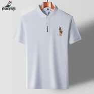 富鋌（FORTEI）短袖polo衫男純色POLO打底衫商務(wù)時尚休閑翻領(lǐng)新疆棉體恤套頭男裝 白色 175(135-150斤)