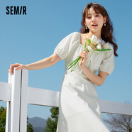 森馬（Semir）【純欲仙女裙合輯】連衣裙女優(yōu)雅清新碎花夏季白月光溫柔性感裙子 C款性感美背裙-本白10102 165/88A/L