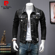 皮爾卡丹（pierre cardin）夾克男春秋季潮流韓版工裝舒適休閑百搭上衣機車(chē)服男士牛仔外套男 619黑色 4XL （170斤以上）