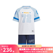 阿迪達(dá)斯 （adidas）童裝25夏裝男小童運(yùn)動(dòng)套裝三葉草T恤褲子球服短袖套裝 KC1514 KC1514 104