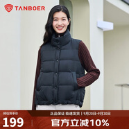 坦博爾羽絨服馬甲女立領(lǐng)寬松外搭短款羽絨背心外套TD236006 黑色 170