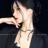曲美思黑暗土酷開口隨意造型蛇形設計感項鏈項圈個性歐美辣妹夸張酷項鏈 隨意造型蛇形 銀色