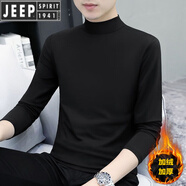 JEEP SPIRIT半高領(lǐng)打底衫男士長(zhǎng)袖t恤純色中領(lǐng)春秋男裝內(nèi)衣體恤外穿秋衣 加絨 G-YP192半高領(lǐng)黑色(城市輕戶外) M 95-115斤(城市輕戶外)