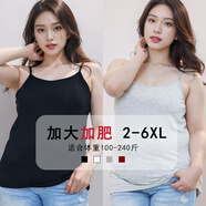 大碼吊帶背心女士胖MM200斤夏季打底衫寬松加肥加大特大號內搭 黑+灰(2件裝) 4XL(適合體重150-170斤)
