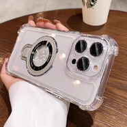 京苑【鏡頭全包-帶鏡頭膜】蘋(píng)果16promax手機殼iphone16pro氣囊17防摔max保護套plus透明軟殼 【全透明+U型磁吸支架】自帶鏡頭膜丨四角加厚防摔 iPhone 16 Pro Max