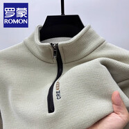 羅蒙（ROMON）立領(lǐng)男半拉鏈針織衫秋冬季加厚一體絨毛衣青少年保暖套頭毛線(xiàn)衣潮 加絨 米白【保暖】 3XL