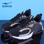 鴻星爾克（ERKE）女子跑步鞋緩震耐磨氣墊鞋紅星旗艦健身輕便網(wǎng)面透氣慢跑鞋女 正黑/正白 35