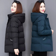 羽依香棉服女中長(zhǎng)款韓版2024新款冬裝女寬松顯瘦棉衣保暖外套冬季棉襖 黑色 8019 2XL 建議125-145斤