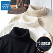 真維斯（Jeanswest）高領(lǐng)毛衣男秋冬季情侶加絨保暖長袖打底衫男士簡約百搭男裝 GY923 黑色 L【建議110-130斤】