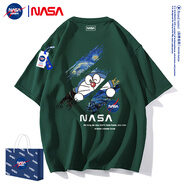 WHIM NASA潮牌t恤男短袖男女2026夏季新款純棉時(shí)尚動(dòng)漫情侶裝休閑寬松夏裝 墨綠 3XL （175-195斤）