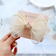 米嘟爾韓國兒童皇冠蝴蝶結全包布發(fā)夾可愛(ài)公主發(fā)飾女寶寶頭飾小女孩發(fā)卡 黃色(仙氣飄飄發(fā)夾)