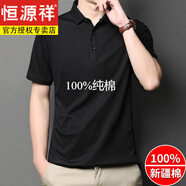 恒源祥春秋新款純棉短袖t恤男士修 身純色翻領(lǐng)polo衣衫韓版休閑青年男 黑色 175/XL