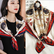 杭絲府真絲絲巾女韓版氣質(zhì)方巾女桑蠶絲圍巾送媽媽生日新年禮物披肩禮盒 馬車(chē)之謎(88*88cm)