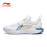 李寧休閑鞋男子新款情侶款跑步減震回彈運動(dòng)鞋 標準白（男款） 44