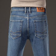 Lirdn Lee冬季厚款牛仔褲男士歐美風(fēng)簡(jiǎn)約百搭中腰修身直筒彈力長(cháng)褲子男 鈷典藍 29碼-腰圍2.2尺