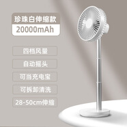 索伯 SOBE 小風(fēng)扇USB可充電風(fēng)扇迷你風(fēng)扇學(xué)生宿舍辦公室自動(dòng)搖頭桌面風(fēng)扇便攜式小型風(fēng)扇伸縮風(fēng)扇 珍珠白伸縮版【自動(dòng)搖頭+四檔調(diào)節(jié)+20000毫安】